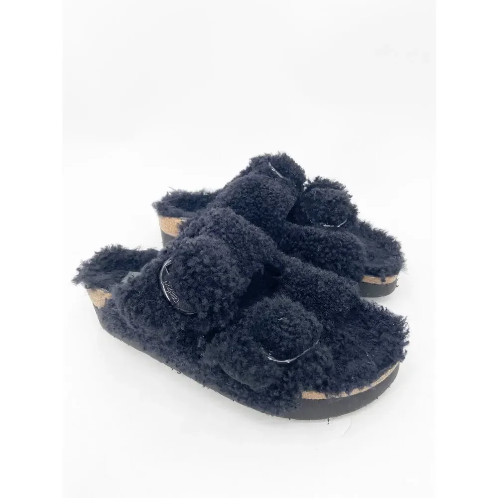 Papillio by Birkenstock Arizona Big Buckle Genuine Shearling Slide Sandal 7 NWOB